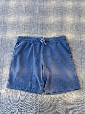 American Giant Knit Lounge Shorts Light Blue Large Made in USA